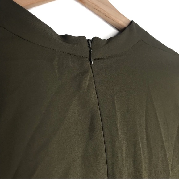 TOPSHOP Natural Drape Front Short Green Romper 2 - Picture 9 of 14